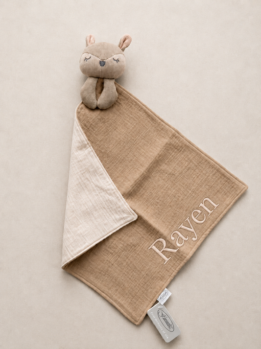 Gepersonaliseerd Knuffeldoekje met Naam ‘Bunny Beige’