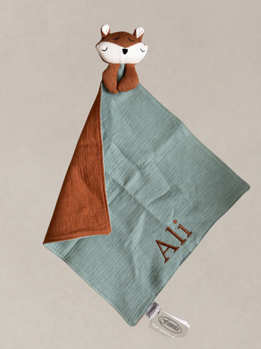 Gepersonaliseerd Knuffeldoekje met Naam ‘Foxy Blue’