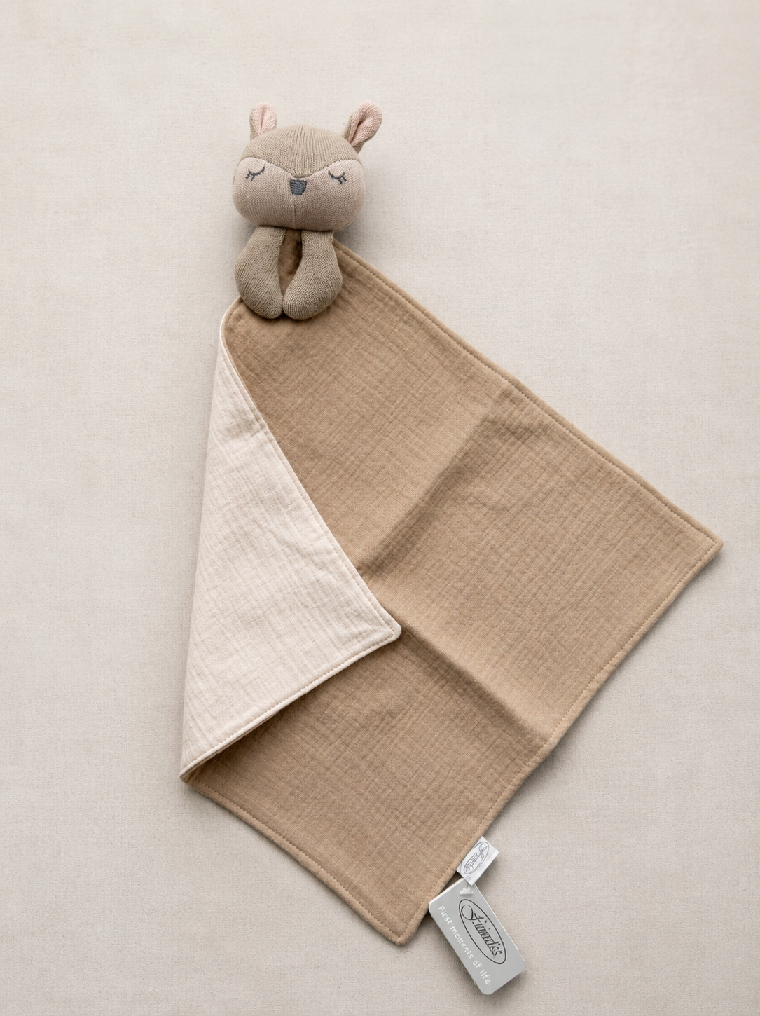 Gepersonaliseerd Knuffeldoekje met Naam ‘Bunny Beige’